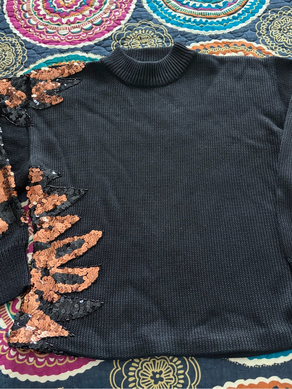 Beautiful Vintage Nannell Black Mock Sweater with Sequins